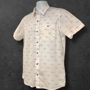 TravisMathew Visby White Short Sleeve Button-Up Shirt | Size M | Golf Casual